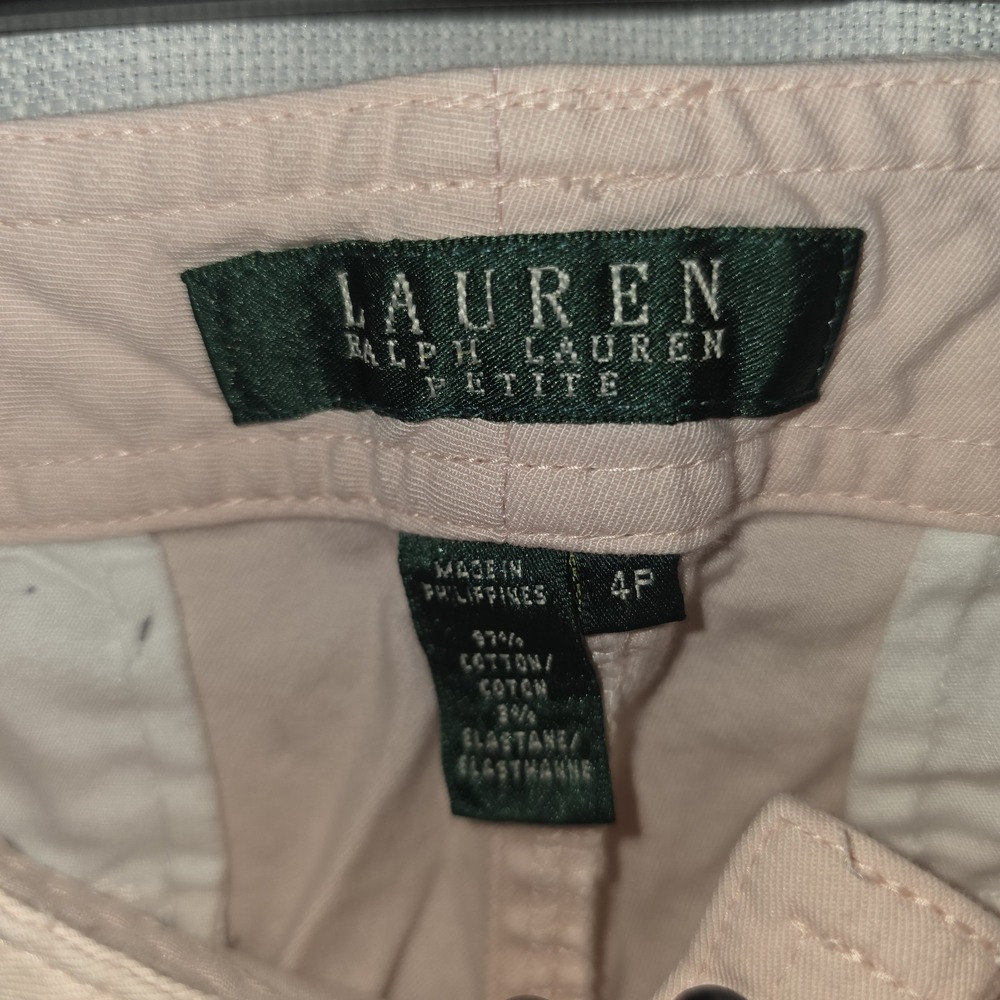 Lauren Ralph Lauren Cargo Crop Pants Women Sz 4P Pink Stretch Cotton Capri - Picture 2 of 8